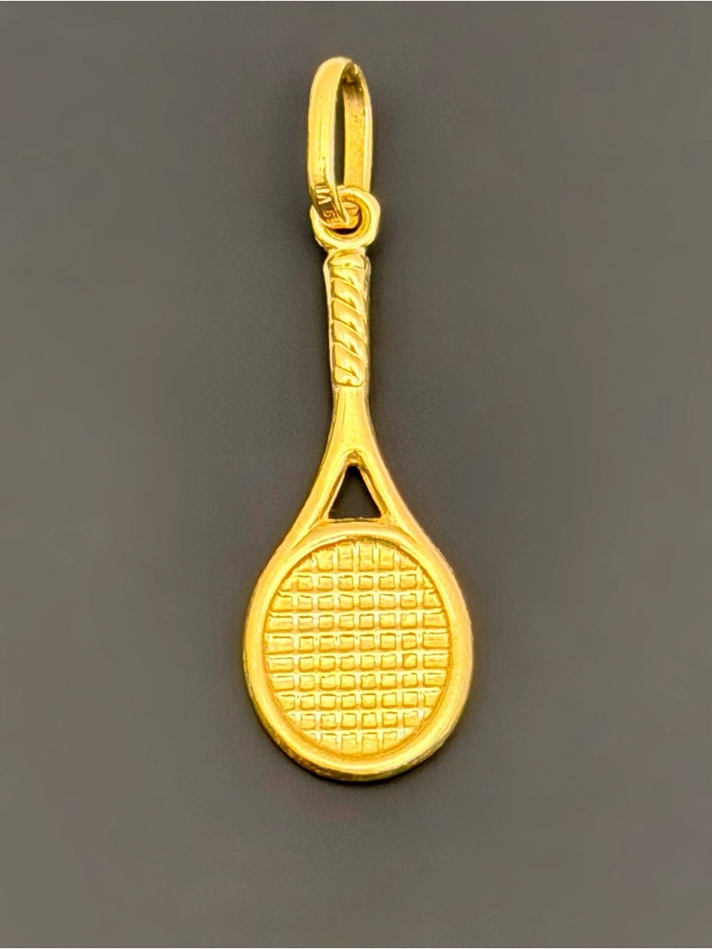 Vintage 18k Solid Yellow Gold Tennis Racquet Handmade Unisex Pendant Charm